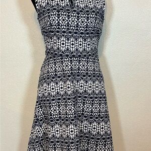 Talbots Black and White Geometric Midi Dress, petite, office, vacation, P0082